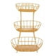 thumbnail image 3 of Cesta de frutas de metal de 3 niveles, multifuncional, para encimera, para almacenar verduras oro, 3 of 9