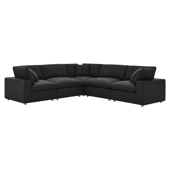 Modular Sectional Deep Sofa Set, Black, Fabric, Modern Contemporary, Living Lounge Cafe Room Hotel Lobby Hospitality
