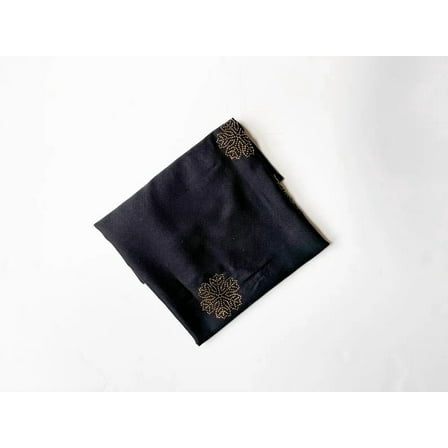 Mirayan India Sparkling Pure Pashmina One-Of-A-Kind Black Scarf With Golden Floral Crystals Artwork, Adult, 1-Piece