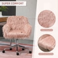 thumbnail image 2 of Resenkos Home Office Chair Computer Chair,Faux Fur Desk Chair, Swivel Vanity Chair With Adjustable Height And Wheels For Office, Bedroom, Pink, 2 of 7