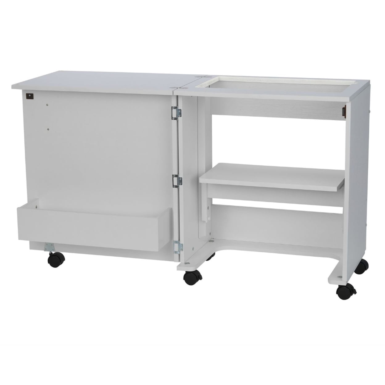 Arrow Cabinets Adjustable Judy Sewing and Craft Table with Storage, White