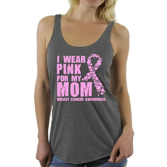 Awkward Styles Women's I Wear Pink for My Mom Graphic Racerback Tank Tops Breast Cancer Awareness