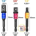 thumbnail image 4 of TFixol Flexible Drill Bit Extension & Universal Socket Wrench Tool Set, 105° Right Angle Drill Attachment, 1/4 3/8 1/2" Universal Socket Adapter Set, 3Pcs Screwdriver Bit Holder & Screwdriver Bit Kit, 4 of 7