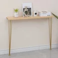 thumbnail image 4 of Mesa consola de madera maciza con patas de hierro, estante de almacenamiento ultraestrecho contra la pared para entrada, mesa de sofá, muebles sencillos para el hogar, 4 of 4