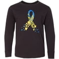 thumbnail image 3 of Inktastic Down Syndrome Awareness Blue and Yellow Hearts Ribbon Long Sleeve Youth T-Shirt, 3 of 5