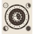 thumbnail image 3 of Constellation Duvet Cover Set, Zodiac Signs Circle with Sun and Moon Floral Design Astrology, Decorative 3 Piece Bedding Set with 2 Pillow Shams, Queen Size, Dark Brown Cream, by Ambesonne, 3 of 3