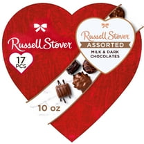 RUSSELL STOVER Valentine's Day Diamond Brooch Heart Assorted Milk & Dark Chocolate Candy Gift Box, 10 oz. (17 Pieces)