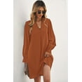thumbnail image 4 of Women's Split V Neck Ruffled Sleeves Shirt Dress, 4 of 13