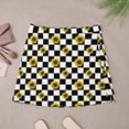 thumbnail image 3 of Yellow Sunflower Print A-line Skirt Black White Plaid Aesthetic Casual Skirts Cute Mini Sk, 3 of 7