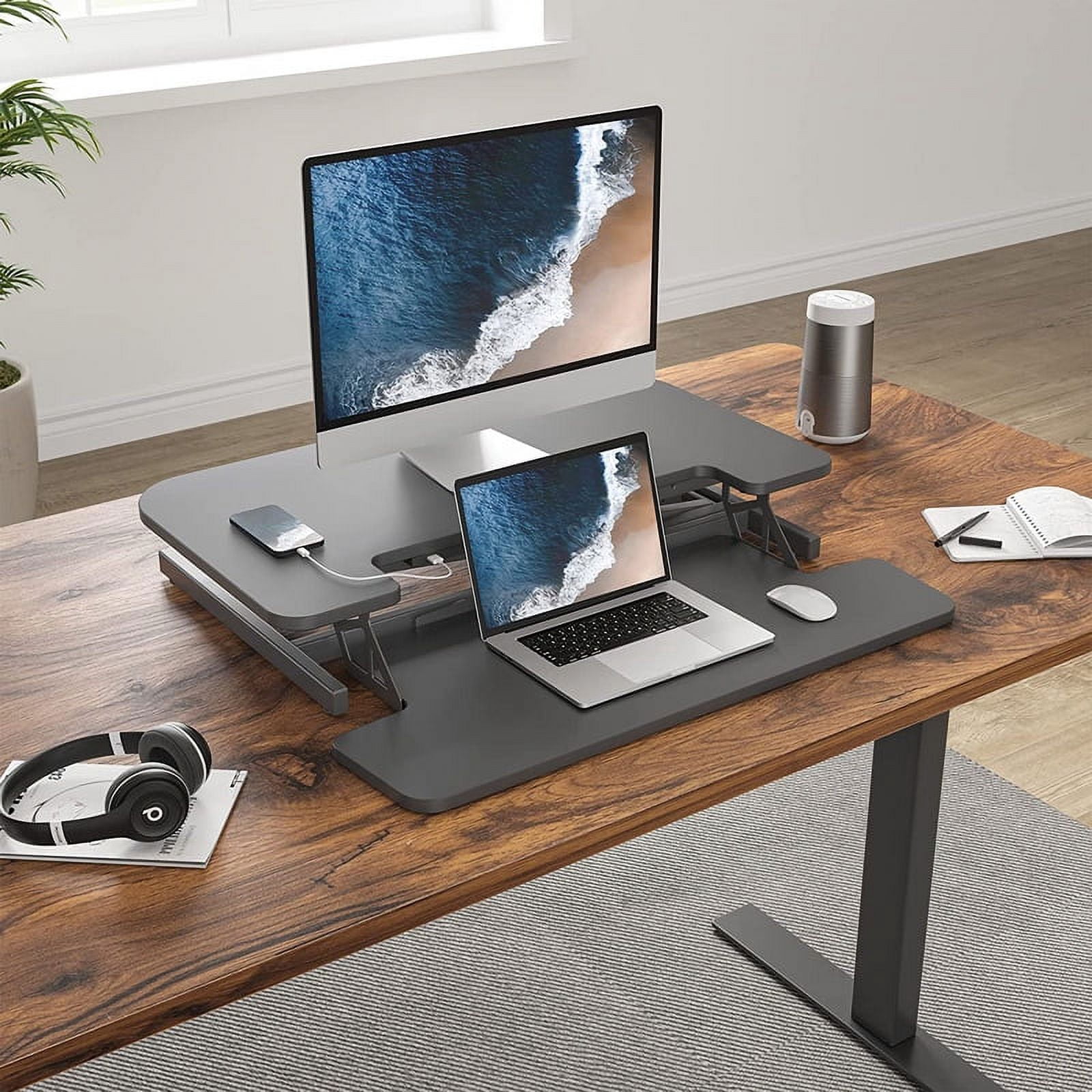 FEZIBO SB01B 37" Standing Desk with Height Adjustable Up to 19" Desk Riser LM08
