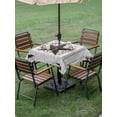 thumbnail image 4 of Outdoor Tablecloths with Umbrella Hole & Zipper, Texas Star Retro 60x60 Inch Square Tablecloths, Vintage Brown Red Berry Wooden Waterproof Table Cloth, Patio/Pool/Picnic Table Covers, 4 of 8