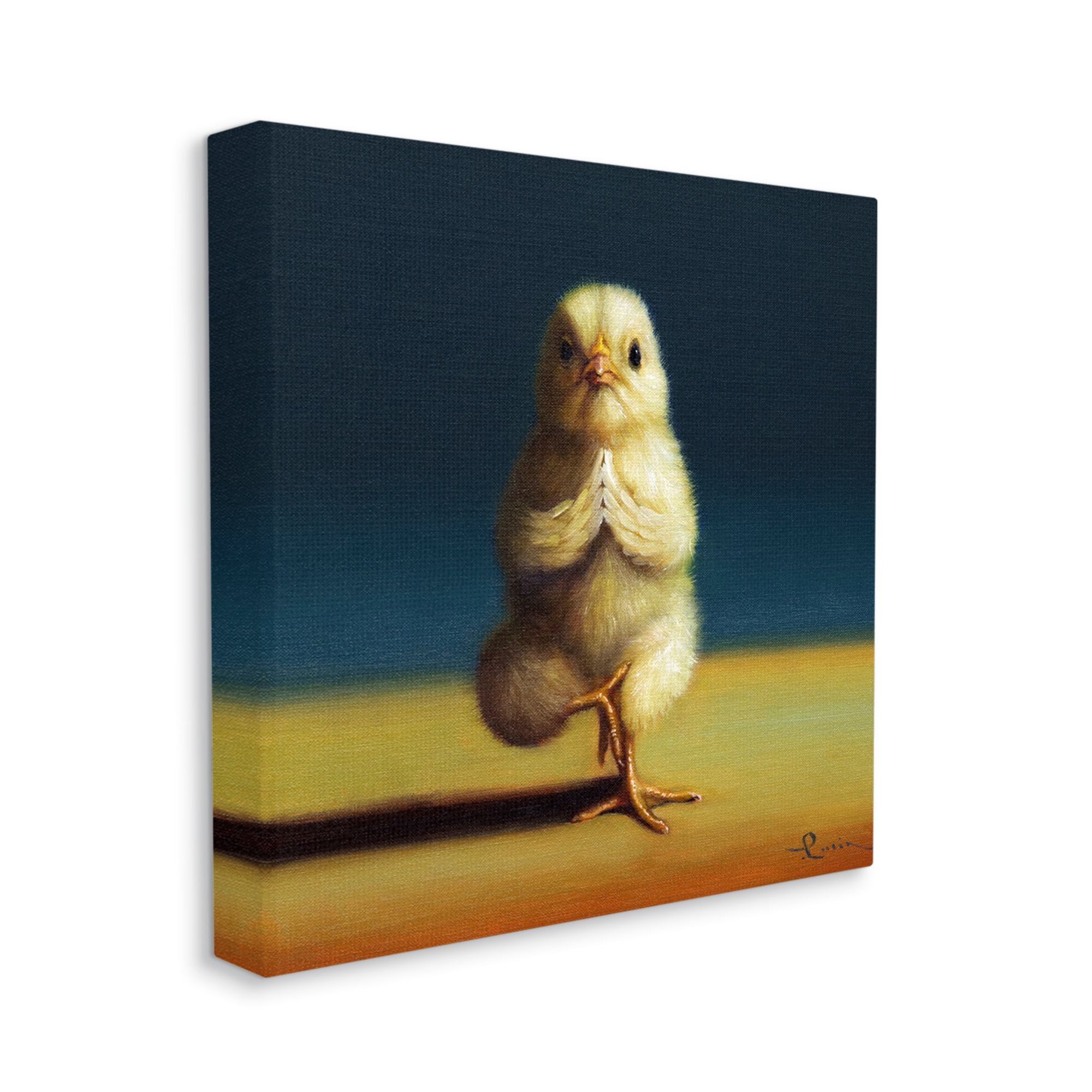 Stupell Industries Yellow Chick Meditating Yoga Pose Animal Fitness Painting Gallery Wrapped Canvas Print Wall Art, Design by Lucia Heffernan