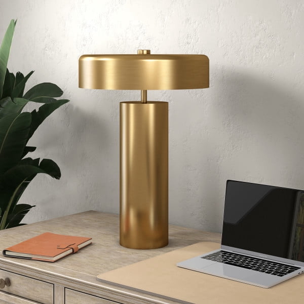 Nash 24" Tall Table Lamp with Metal Shade in Brass/Brass