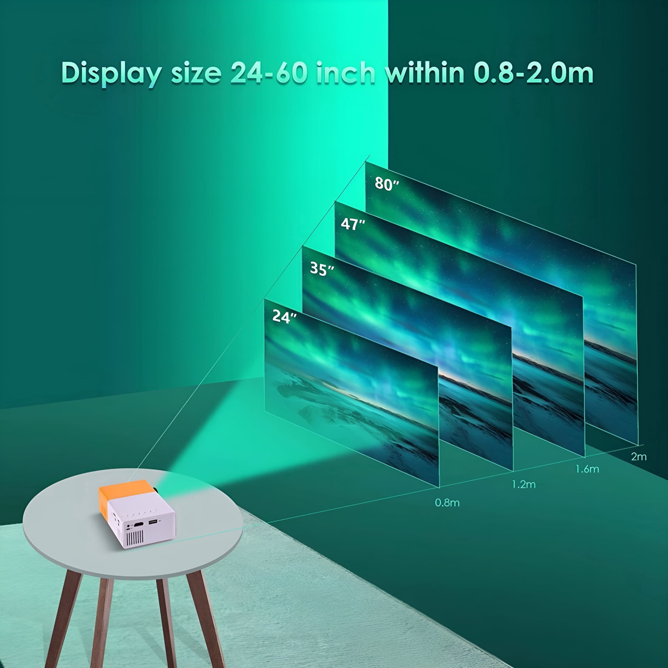 GJX 2026 New Mini Projector with Wifi Wireless,4K Projectors,Smart Projector Tv,Wifi Projector with Speakers for Phone Outside,Smart Mini Projector