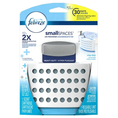 Febreze SmallSpaces Heavy Duty, Crisp Clean Starter Kit Air Freshener (1 Count, 5.5 mL)