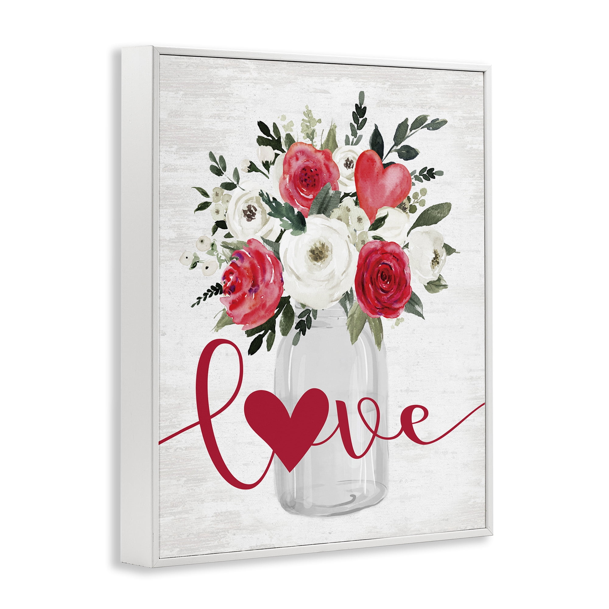 Stupell Industries Red Love Bouquet Botanical & Floral Painting White Framed Art Print Wall Art, 16 x 20