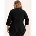 thumbnail image 4 of GRACE & GRANDEUR Women's Plus Size Solid V-Neck Ruffle Ruched Peplum Blazer, 4 of 6