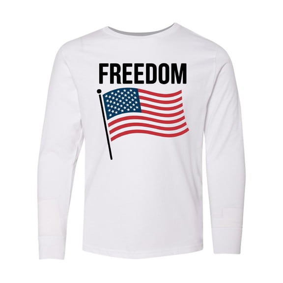Inktastic Freedom American Flag Long Sleeve Youth T-Shirt
