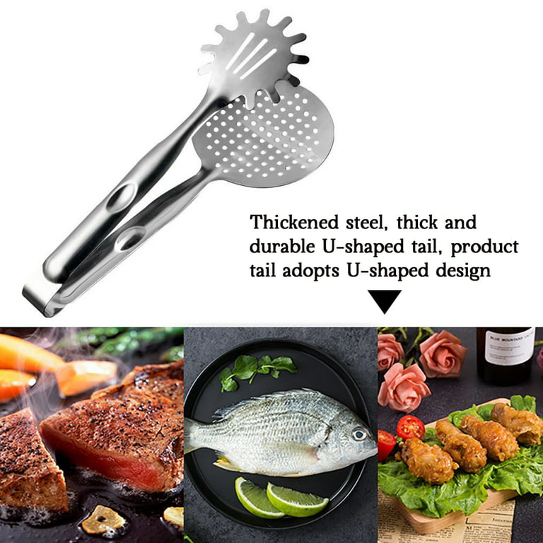 BBQ Thongs Stainless Steel Food Clip Steak Bread Clamp Kitchen Frying Oil  Cooking Filter