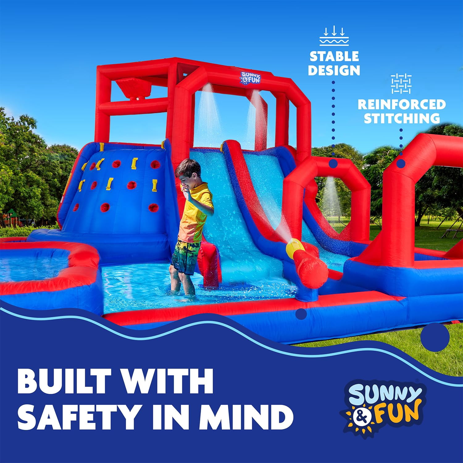 Sunny & Fun Fun Nylon Water Slide for Backyard Climb & Bounce Water Park