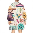 thumbnail image 2 of Wearable Oversized Blanket,Colorful Mexican Elements Wearable Blanket Hoodie for Adults,Cozy Hooded Blankets with Super Pockets,Super Warm Fuzzy Pullover for Women & Men, 2 of 6