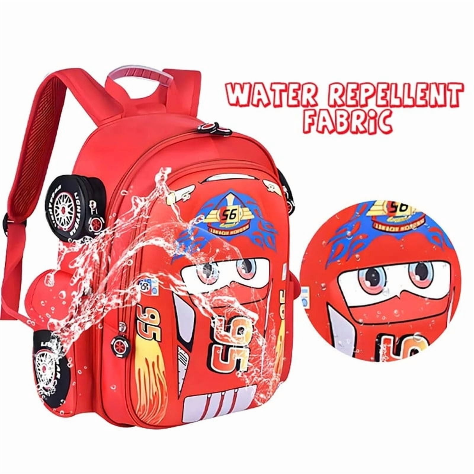 Cars Cartoon Red Racing Bag 3D Pocket Backpack Mini Red Racing Backpack