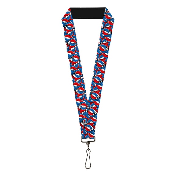 Grateful Dead Lanyard, Grateful Dead Steal Your Face Logo Stacked Red White Blue, Elastic