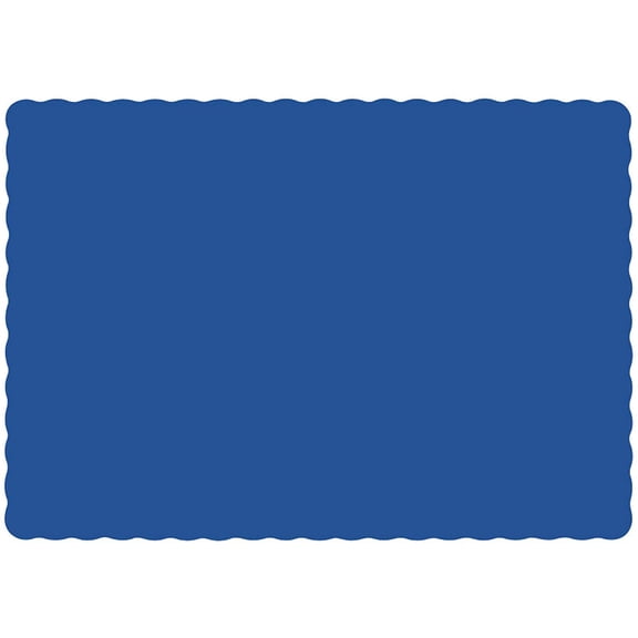 Paper Placemats for Dining Table – Disposable Scalloped Edges Color Table Mats great for Parties and Christmas Table Decorations 10"x14" ( Blue ) 50ct