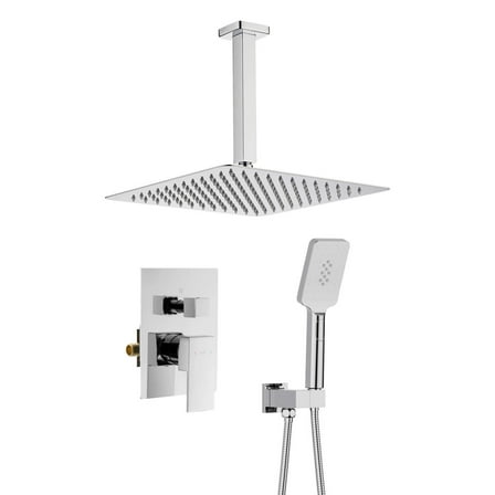 Kibi Cube Pressure Balanced Ceiling Mounted 2-Function Shower System with Rough In Valve