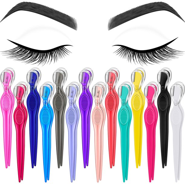 Mudder 28 piezas de afeitadora de cejas, afeitadora, afeitadora, herramienta exfoliante multiusos, depilación facial para mujeres, regalo de San Valentín (mezcla de colores)