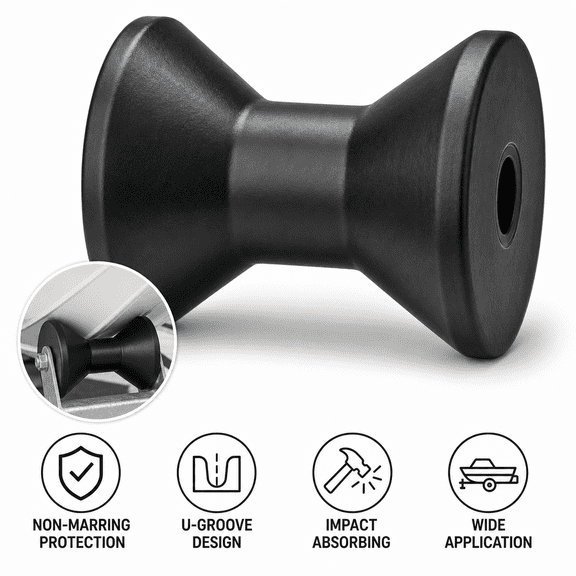 Boat Trailer Bow Stop Roller 3 x 1/2 Inch Heavy Duty Rubber Bow Roller for Boat Trailer Jet Ski Marine Yacht