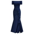 thumbnail image 4 of Puliio Women's Dresses Off Shoulder Strapless Wrap Solid Color Wrapped Slim Fit Hem Slit Dress Elegant Mermaid Hem Cocktail Party Dresses, 4 of 4