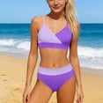 thumbnail image 4 of Purcolt Girls High Waisted Bikini Sets 2 Piece Color Block Swimsuits V Neck Adjustable Straps Bathing Suits Swimwear for Girl 5-16Y, 4 of 8