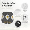 thumbnail image 4 of Pofeuu Keep Life Simple Daisy Flower Print Women's Athletic Shorts Running Workout Shorts Tummy Control Quick Dry Gym Shorts with Pockets Double layer sports shorts-Medium, 4 of 7