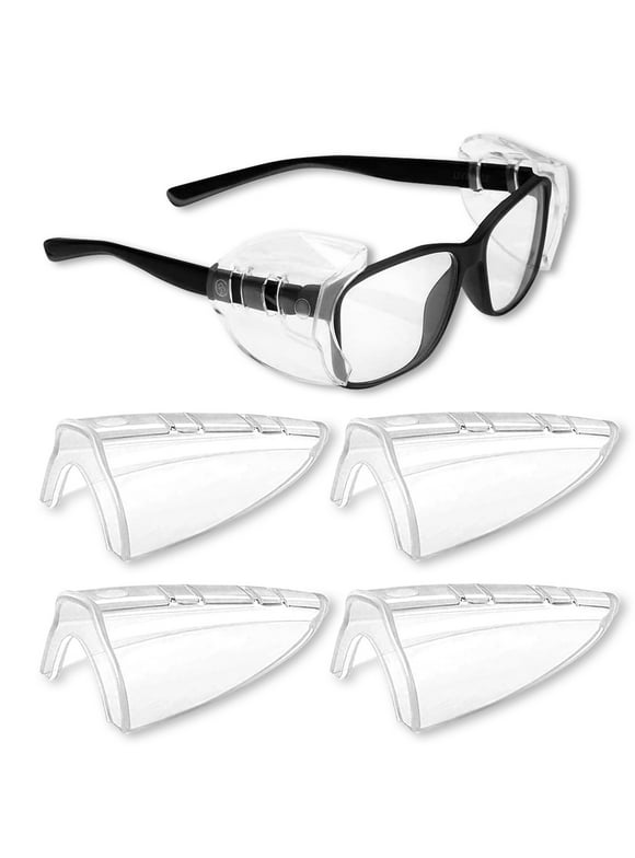2pairs Clear Safety Eyeglasses Side Shields, EEEkit Comfortable Slip-On Side Shields for Small/ Medium/ Large Eyeglasses