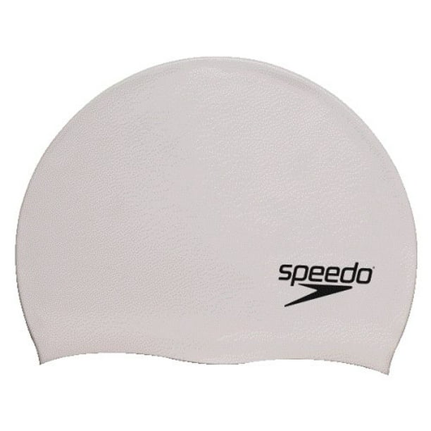 Speedo Silicone Solid Swim Cap, White, One Size