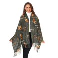 thumbnail image 3 of FORMRS Womens Scarf Winter Soft Long Big Warm Shawls Wrap Tassel Scarves, Green Forest Fox Pattern, 3 of 9