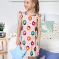 thumbnail image 4 of Fotbe Colorful Donuts Vestido de Dormir para Niñas de 3 a 10 Años, Mangas Cortas, Estilo Princesa, Pijama Camisón con Mangas Voladas-X-Large, 4 of 6