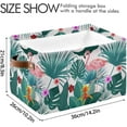 thumbnail image 3 of Coolnut Tropical Palm Flamingo Foldable Canvas Storage Bin, Sturdy Fabric Storage Basket with Handles, Storage Cube Box for Organizing Shelf Nursery Toy Closet 1PCS#317 Home Decor, 3 of 7