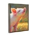 thumbnail image 3 of Happy Pink Pig Sunny Farm Animals & Insects Painting Luster Gray Framed Art Print Wall Art, 3 of 6