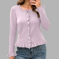 thumbnail image 2 of Aboser Womens Ruffled Peplum Cardigan Sweaters Button Up Crew Neck Sweater Tops Trendy Long Sleeve Cropped Sweaters Cozy Soft Knit Tops, 2 of 9