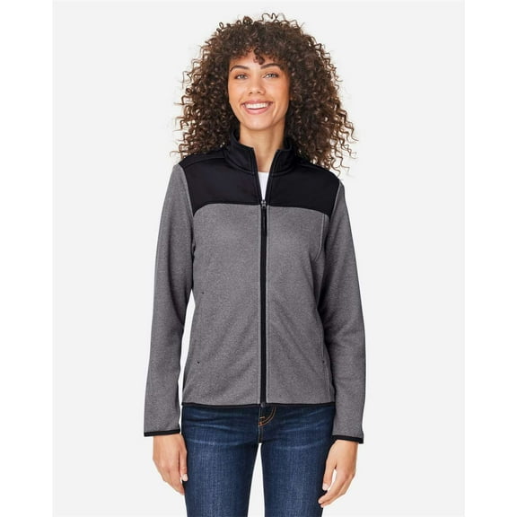 CORE365 CE74W Women's Venture Heathered Stripe Hybrid Jacket-BLACK/ WHITE-2XL
