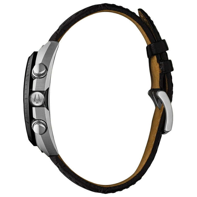 Bulova 98a155 クオーツ腕時計 Bulova Men's CURV Chronograph Leather Strap Watch 98A155