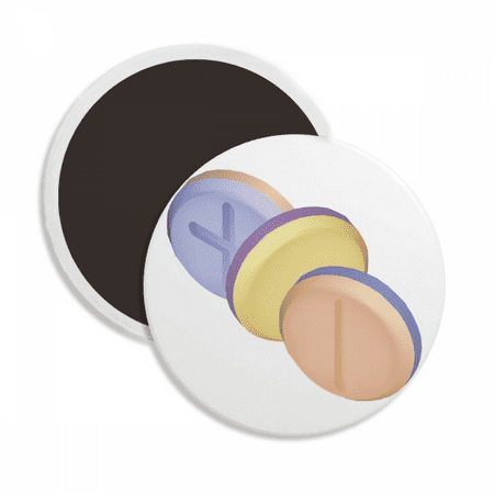

Health Care Products Pill Pattern Illustration Round Ceracs Fridge Magnet Keepsake Decoration