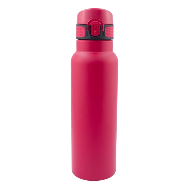 Termo Doble Pared Acero Inoxidable con Popote de Silicón, Tapa Apertura Push Up y Agarradera, 750 ml Rojo