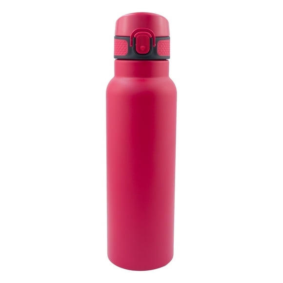 Termo Doble Pared Acero Inoxidable con Popote de Silicón, Tapa Apertura Push Up y Agarradera, 750 ml Rojo
