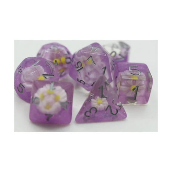 Foam Brain Games Poly Set - Lazy Daisy w/Silver (7) New