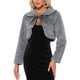 thumbnail image 1 of INSPIRE CHIC Chaqueta Bolero de Piel Sintética para Mujeres, Corta, con Lazo Frontal, Abrigo Esponjoso, Color Gris, 1 of 6