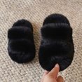 thumbnail image 5 of Cdudpw Boys Girls Fuzzy House Slippers Cute Comfy Faux Slip On Fluffy Plush Open Toe Home Slides for Kids Indoor Outdoor Warm Shoes(W227-Black), 5 of 5