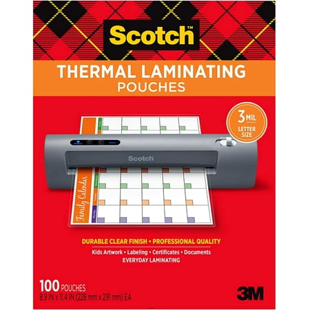 Scotch Thermal Laminating Pouches, 100-Pack, 8.9 x 11.4 inches, Letter Size Sheets (TP3854-100)